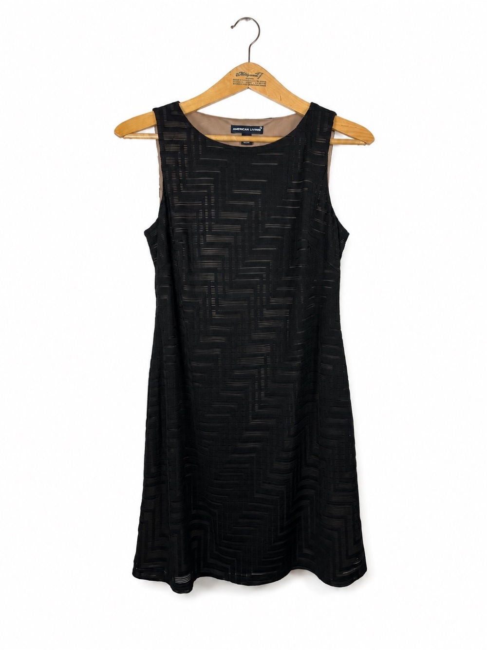 American Living Mesh Midi Dress Geometric A-Line Size 12 Black Classy Cocktail